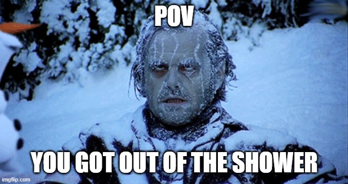Freezing cold | POV; YOU GOT OUT OF THE SHOWER | image tagged in freezing cold | made w/ Imgflip meme maker
