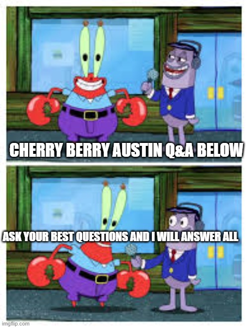 Q and A WHich mean question and anser | CHERRY BERRY AUSTIN Q&A BELOW; ASK YOUR BEST QUESTIONS AND I WILL ANSWER ALL | image tagged in i like money | made w/ Imgflip meme maker