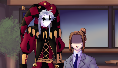 Pierrot from The Freak Circus stares at the Grumpy Woman. Blank Meme Template