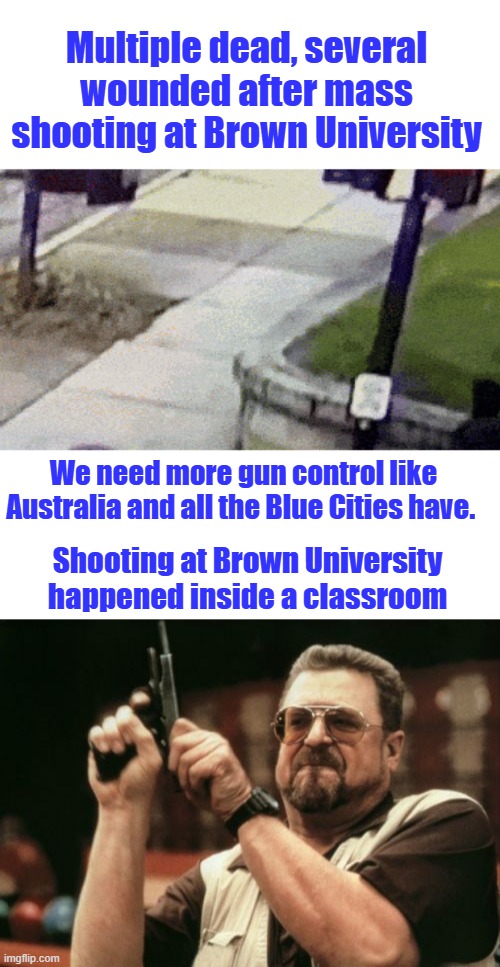Don't worry Dems will fix things. We need more multiculturalism. Dem policies don't work. | Multiple dead, several wounded after mass shooting at Brown University; We need more gun control like Australia and all the Blue Cities have. Shooting at Brown University happened inside a classroom | image tagged in memes,am i the only one around here | made w/ Imgflip meme maker
