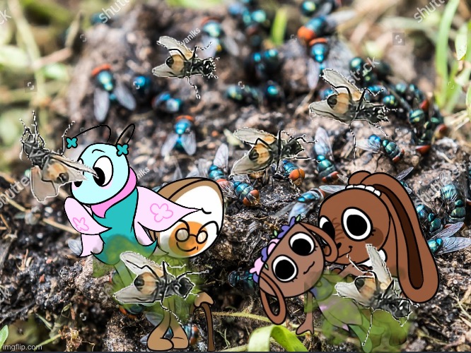 EASTER TOONS WITH FLIES ON DIRT | image tagged in dirt,dandy's world,flies,the flies,easter,trends | made w/ Imgflip meme maker