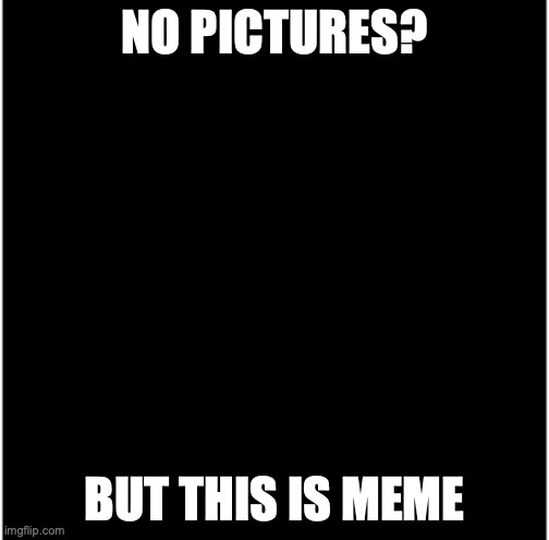 just M E M E | NO PICTURES? BUT THIS IS MEME | image tagged in black square | made w/ Imgflip meme maker