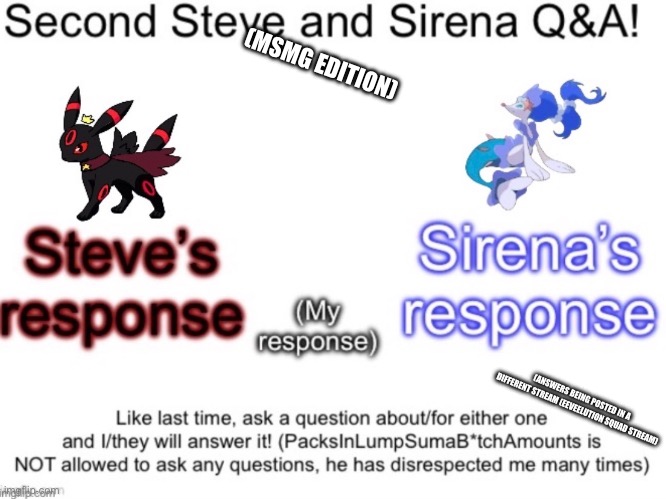 Answering questions on new years! | (MSMG EDITION); (ANSWERS BEING POSTED IN A DIFFERENT STREAM (EEVEELUTION SQUAD STREAM) | made w/ Imgflip meme maker