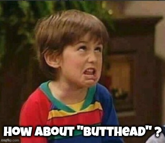Sarcastic kid | How about "Butthead" ? | image tagged in sarcastic kid | made w/ Imgflip meme maker