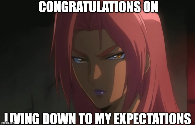 Congratulations on living down to my expectation (Hell Knight Ingrid) | CONGRATULATIONS ON; LIVING DOWN TO MY EXPECTATIONS | image tagged in angry hell knight ingrid | made w/ Imgflip meme maker