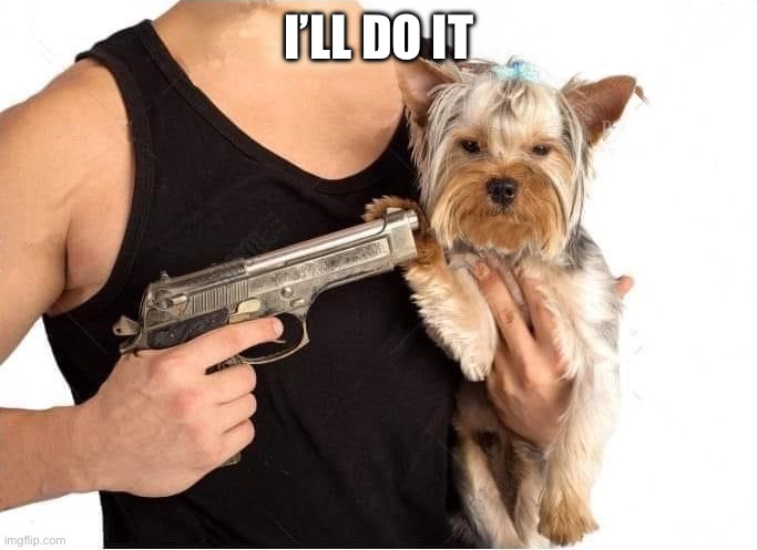 dog hostage | I’LL DO IT | image tagged in dog hostage | made w/ Imgflip meme maker