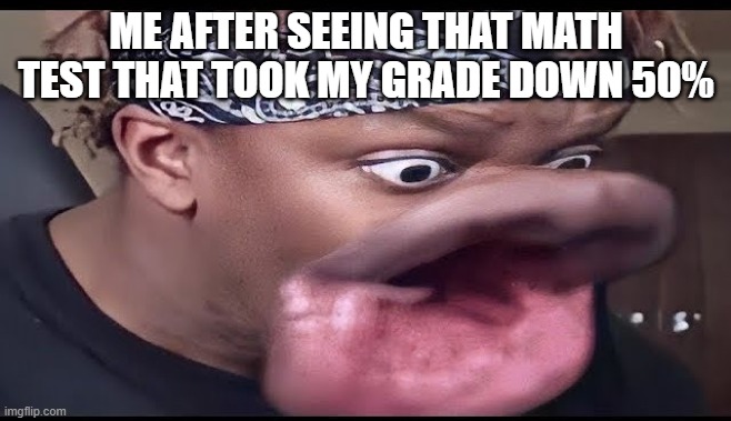 shocked | ME AFTER SEEING THAT MATH TEST THAT TOOK MY GRADE DOWN 50% | image tagged in shocked | made w/ Imgflip meme maker