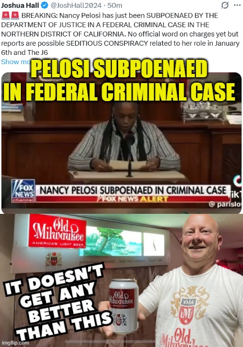 Pelosi the Architect of J6 | PELOSI SUBPOENAED IN FEDERAL CRIMINAL CASE | image tagged in nancy pelosi,pelosi,j6,traitor,treason,guantanamo | made w/ Imgflip meme maker