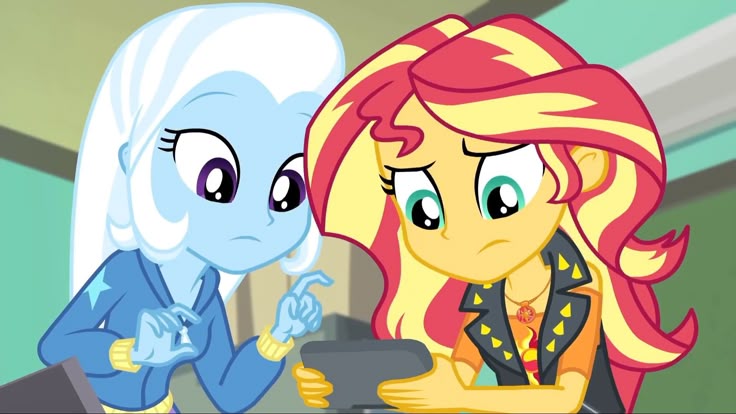Sunset Shimmer watches YouTube on her phone Blank Meme Template