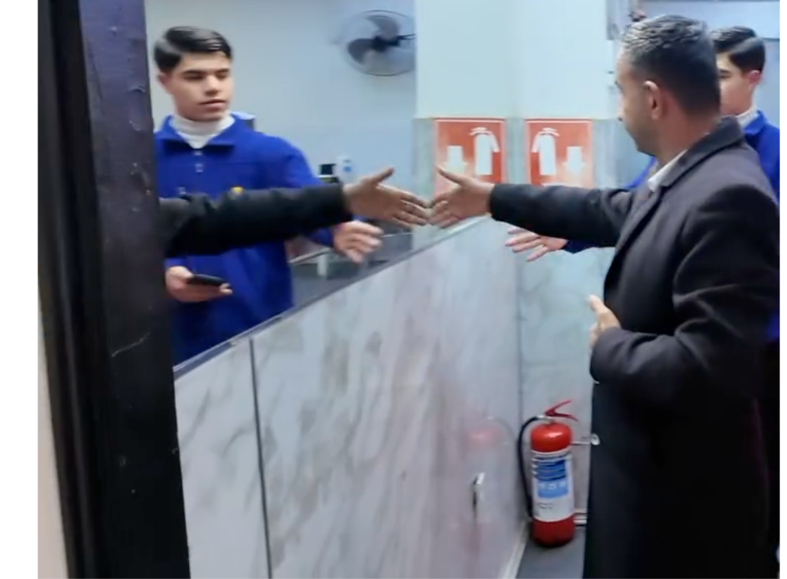Turkish man Handshaking into Mirror Blank Meme Template
