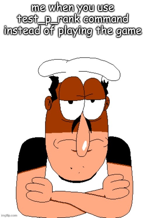 a biblical level of sloth | me when you use test_p_rank command instead of playing the game | image tagged in free peppino reactor image,sloth,p-rank,pizza tower | made w/ Imgflip meme maker