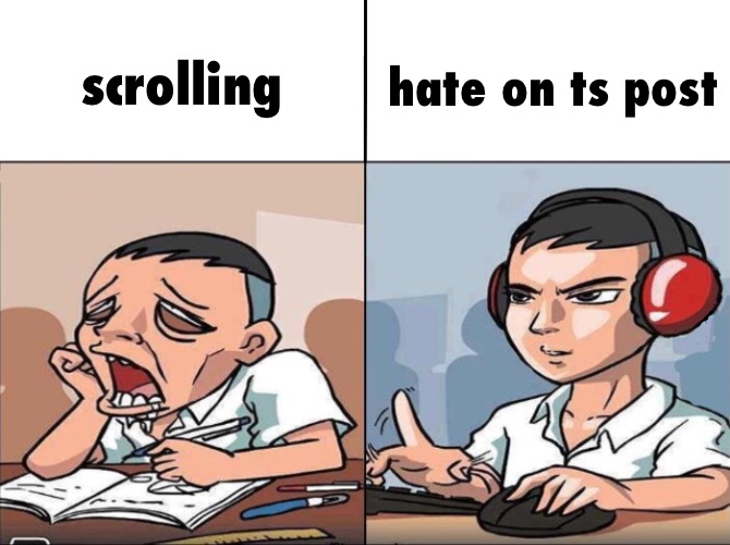 scrolling vs hating on this post Blank Meme Template