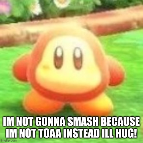 Waddle dee | IM NOT GONNA SMASH BECAUSE IM NOT TOAA INSTEAD ILL HUG! | image tagged in waddle dee | made w/ Imgflip meme maker