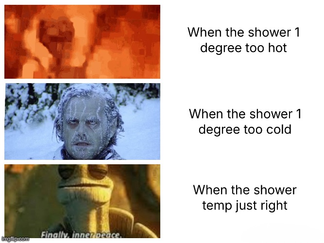Image Titelte | image tagged in funny,funny memes,relatable,memes,shower,temperature | made w/ Imgflip meme maker