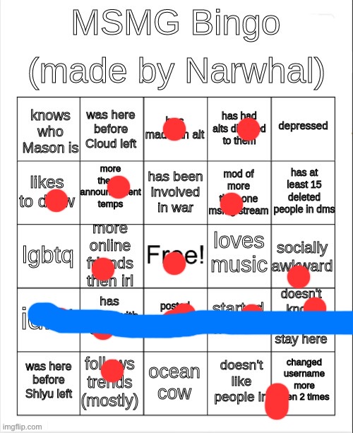 msmg bingo | image tagged in msmg bingo | made w/ Imgflip meme maker