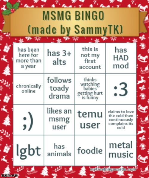 sum1 tell me why the f^ck I made this | image tagged in sam's msmg bingo | made w/ Imgflip meme maker