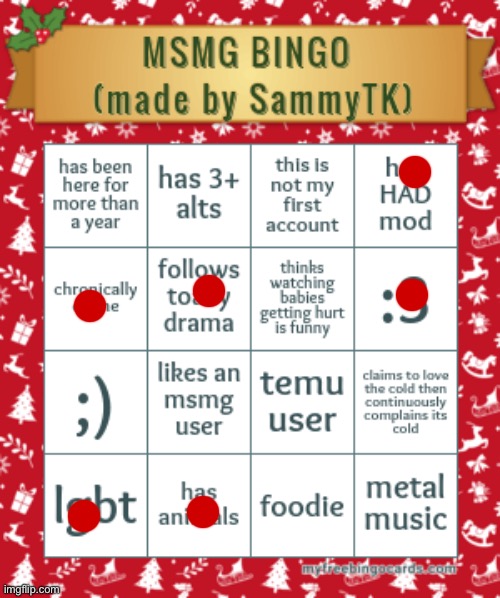 sam's msmg bingo | image tagged in sam's msmg bingo | made w/ Imgflip meme maker