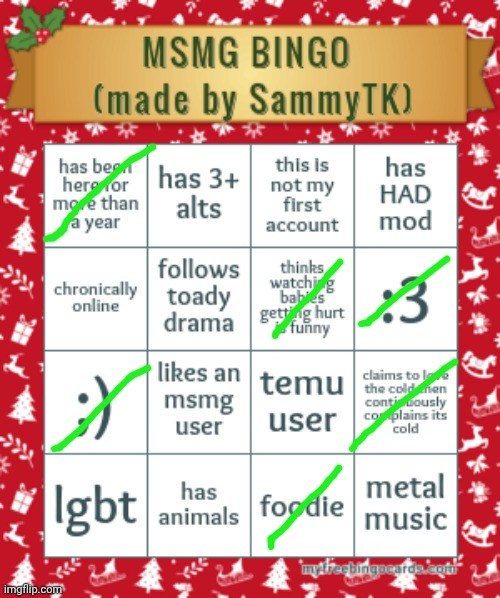 . | image tagged in sam's msmg bingo | made w/ Imgflip meme maker