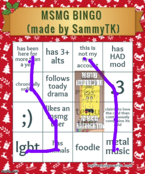 sam's msmg bingo | image tagged in sam's msmg bingo | made w/ Imgflip meme maker