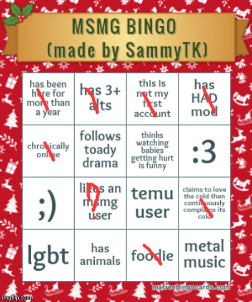 sam's msmg bingo | image tagged in sam's msmg bingo | made w/ Imgflip meme maker