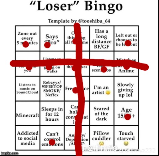 bored :( | image tagged in loser bingo | made w/ Imgflip meme maker