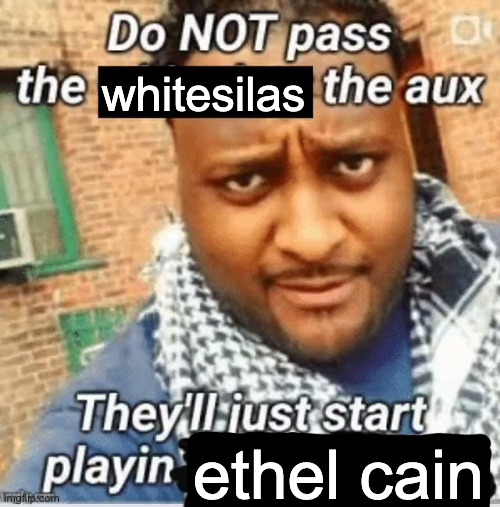 Do not pass the X the aux They’ll just start playin Y | whitesilas; ethel cain | image tagged in do not pass the x the aux they ll just start playin y | made w/ Imgflip meme maker