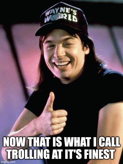 Wayne's world  | NOW THAT IS WHAT I CALL TROLLING AT IT'S FINEST | image tagged in wayne's world | made w/ Imgflip meme maker