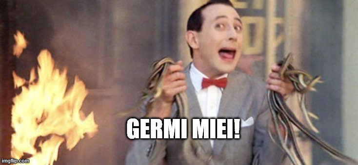 Peewee Herman saving snakes | GERMI MIEI! | image tagged in peewee herman saving snakes | made w/ Imgflip meme maker