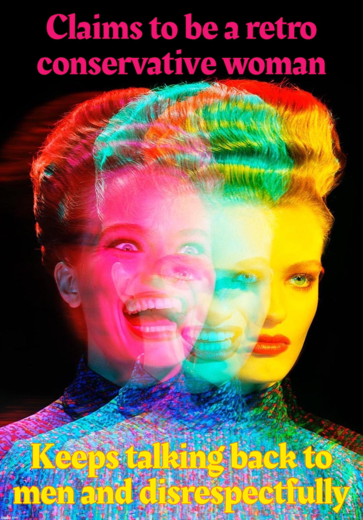 Retrogressive conservative MAGAt Karen granny keeps yapping and forgetting her place that she says women belong in | Claims to be a retro
conservative woman; Keeps talking back to
men and disrespectfully | image tagged in hardy har har,magat karen,can they get any worse,wants women to know their place,but keeps forgetting hers,under a shoe | made w/ Imgflip meme maker