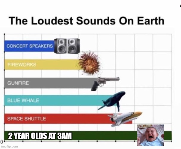 lol | 2 YEAR OLDS AT 3AM | image tagged in the loudest sounds on earth,lol so funny | made w/ Imgflip meme maker