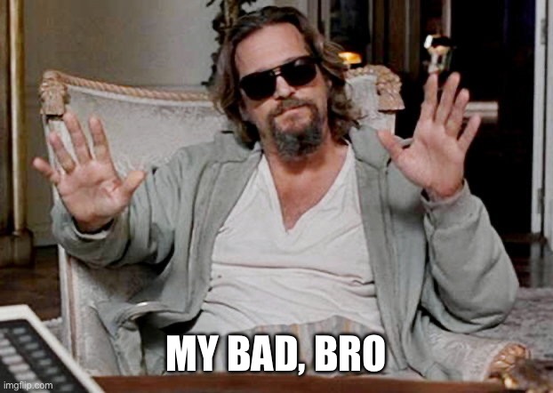 I got this | MY BAD, BRO | image tagged in i got this | made w/ Imgflip meme maker