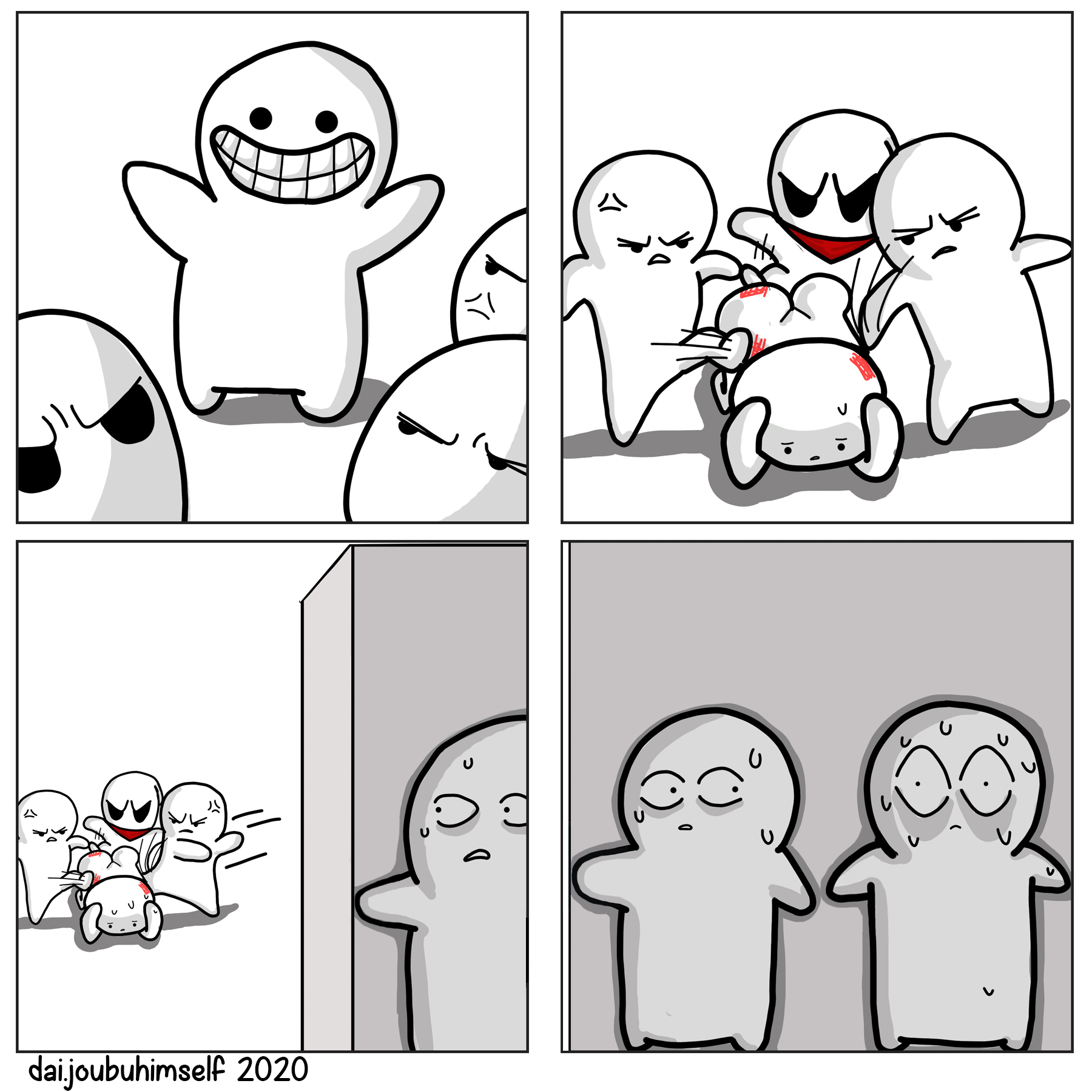 Guy getting beat up so others watch Blank Meme Template