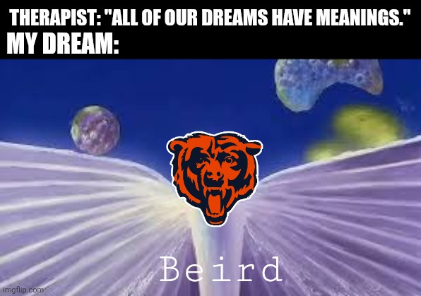 MY DREAM:; THERAPIST: "ALL OF OUR DREAMS HAVE MEANINGS."; Beird | image tagged in memes,dream,birds | made w/ Imgflip meme maker