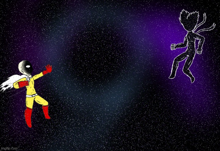 cosmic garou vs saitama [a early christmas gift for the anime stream!] | image tagged in art,garou,saitama,one punch man,drawings | made w/ Imgflip meme maker