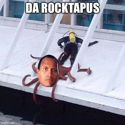 The rocktapus | DA ROCKTAPUS | image tagged in octopus,rocktapus,the rock,dwayne johnson | made w/ Imgflip meme maker