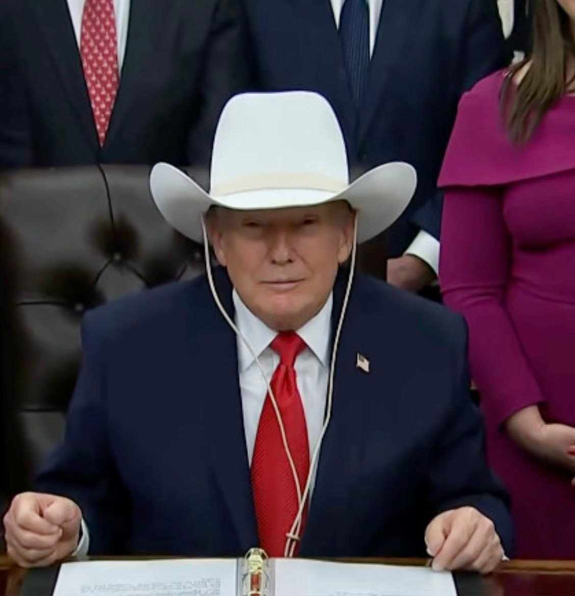 Trump White Cowboy Hat Blank Meme Template