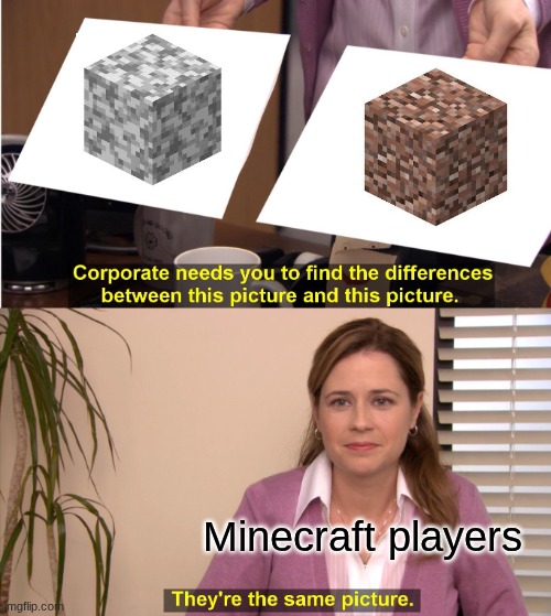 We still don't want them | Minecraft players | image tagged in memes,they're the same picture | made w/ Imgflip meme maker
