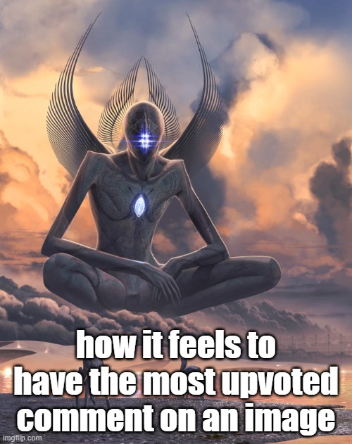 godly | how it feels to have the most upvoted comment on an image | image tagged in what | made w/ Imgflip meme maker