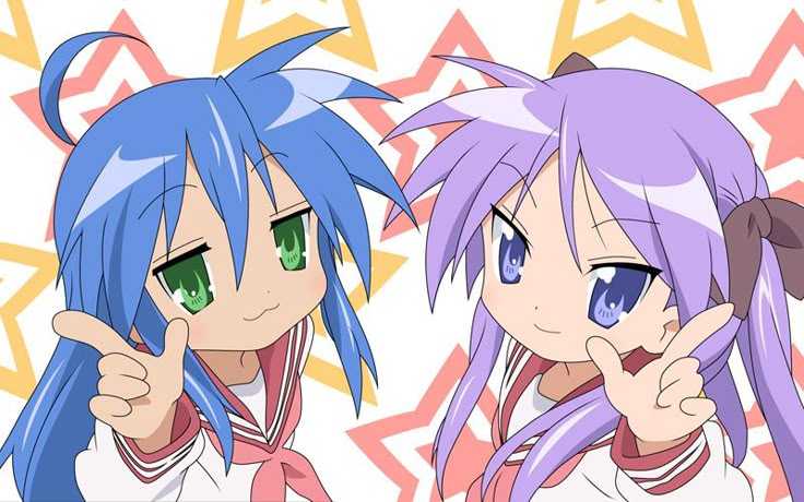 Konata and Kagami from Lucky Star Blank Meme Template