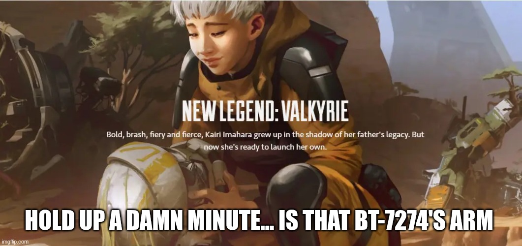 HOLD UP A DAMN MINUTE... IS THAT BT-7274'S ARM | image tagged in titanfall 2 | made w/ Imgflip meme maker