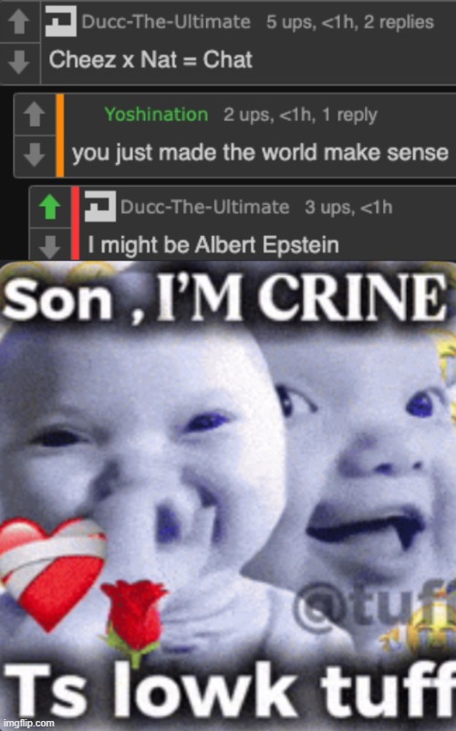 einstein files | image tagged in son im crine | made w/ Imgflip meme maker
