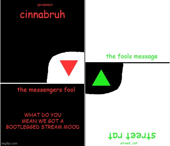 street rat n cinnabruh announcement | WHAT DO YOU MEAN WE GOT A BOOTLEGGED STREAM MOOD | image tagged in street rat n cinnabruh announcement | made w/ Imgflip meme maker