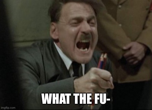 Hitler Downfall | WHAT THE FU- | image tagged in hitler downfall | made w/ Imgflip meme maker