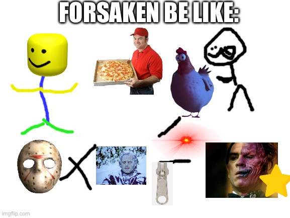 Hi | FORSAKEN BE LIKE: | image tagged in blank white template,hi,roblox_forsaken | made w/ Imgflip meme maker