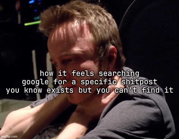 how it feels searching google for a specific shitpost you know exists but you can’t find it | made w/ Imgflip meme maker