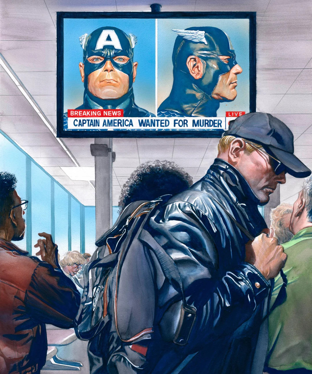 Captain America in front of Wanted poster Blank Meme Template