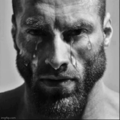 Crying Gigachad | image tagged in crying gigachad | made w/ Imgflip meme maker