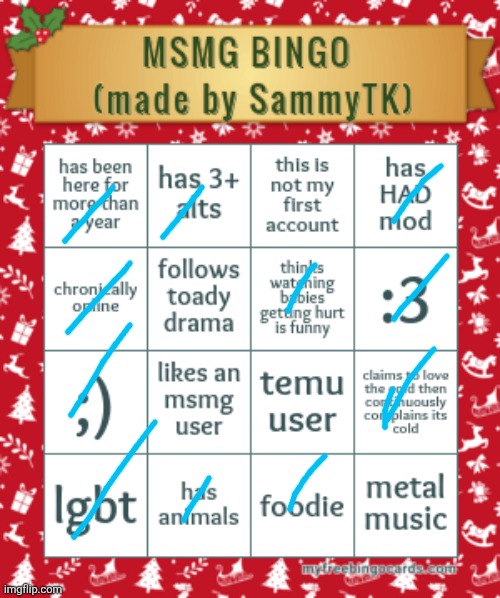 sam's msmg bingo | image tagged in sam's msmg bingo | made w/ Imgflip meme maker