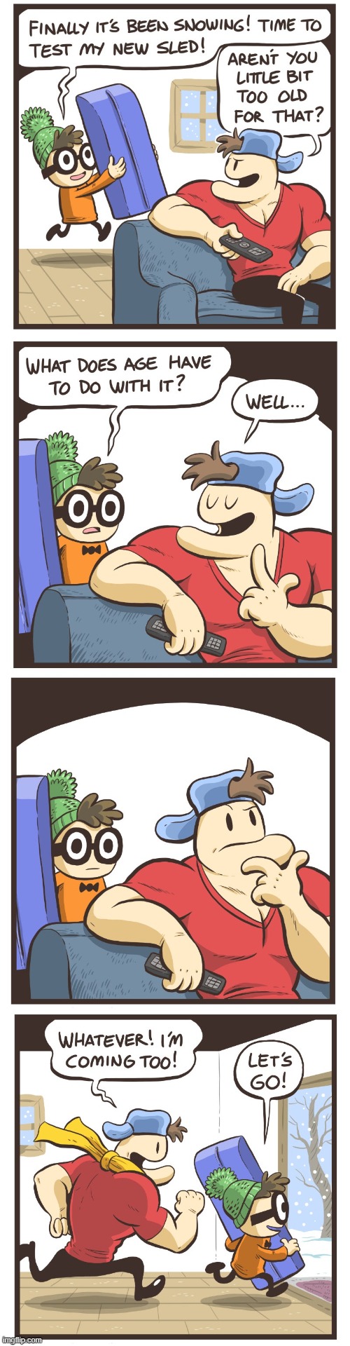 image tagged in nerd,jock,winter,snow,sled,sledding | made w/ Imgflip meme maker