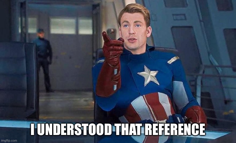 I UNDERSTOOD THAT REFERENCE | image tagged in captain america understood reference | made w/ Imgflip meme maker